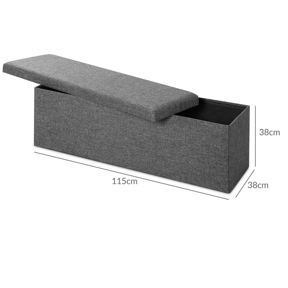 Benk 115x38x38cm oppbevaring - mørkegrå