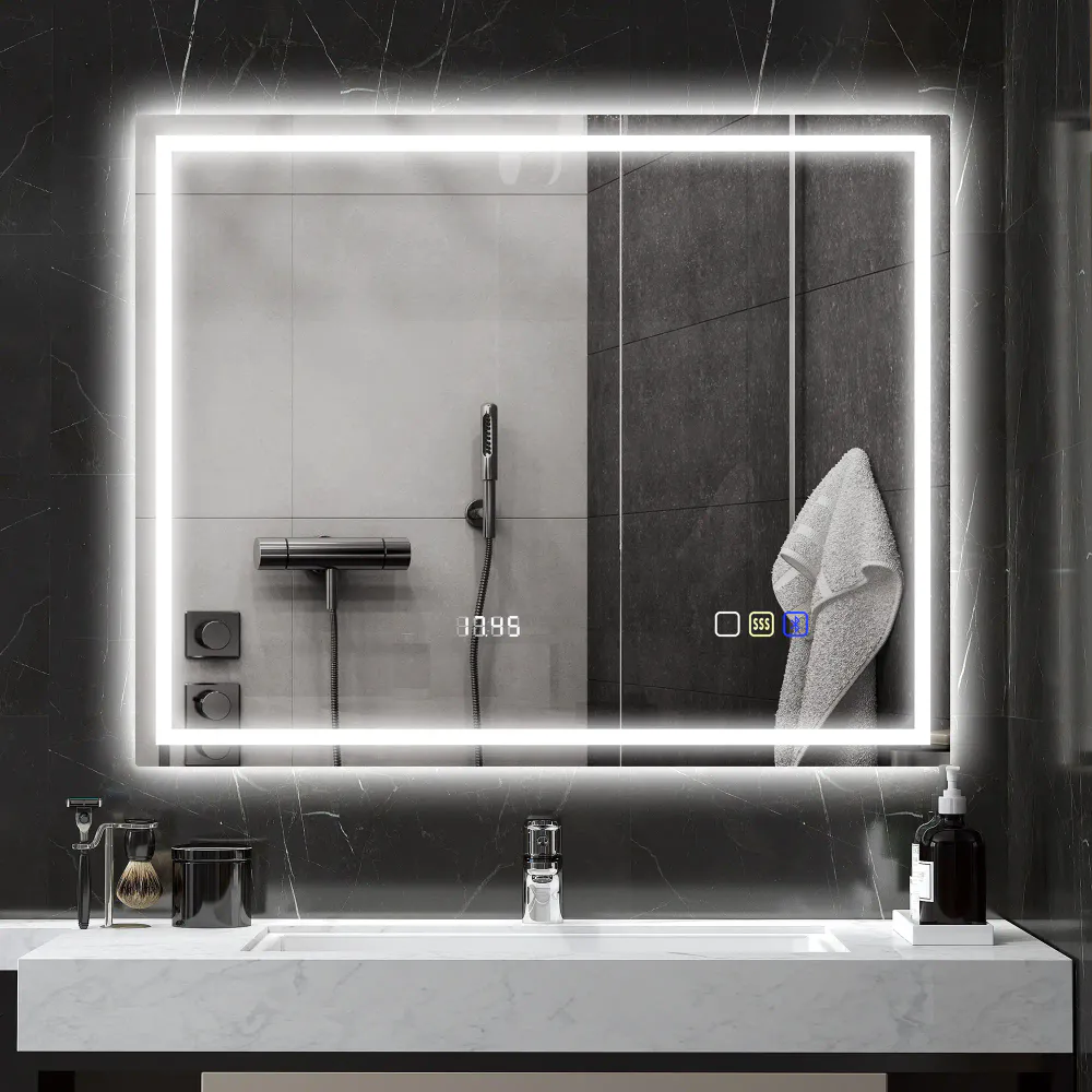 Baderomsspeil med LED og Bluetooth - 100 × 80 cm