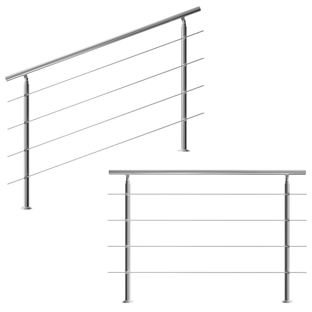 Trapperekkverk i edelstål 160cm 4 stag