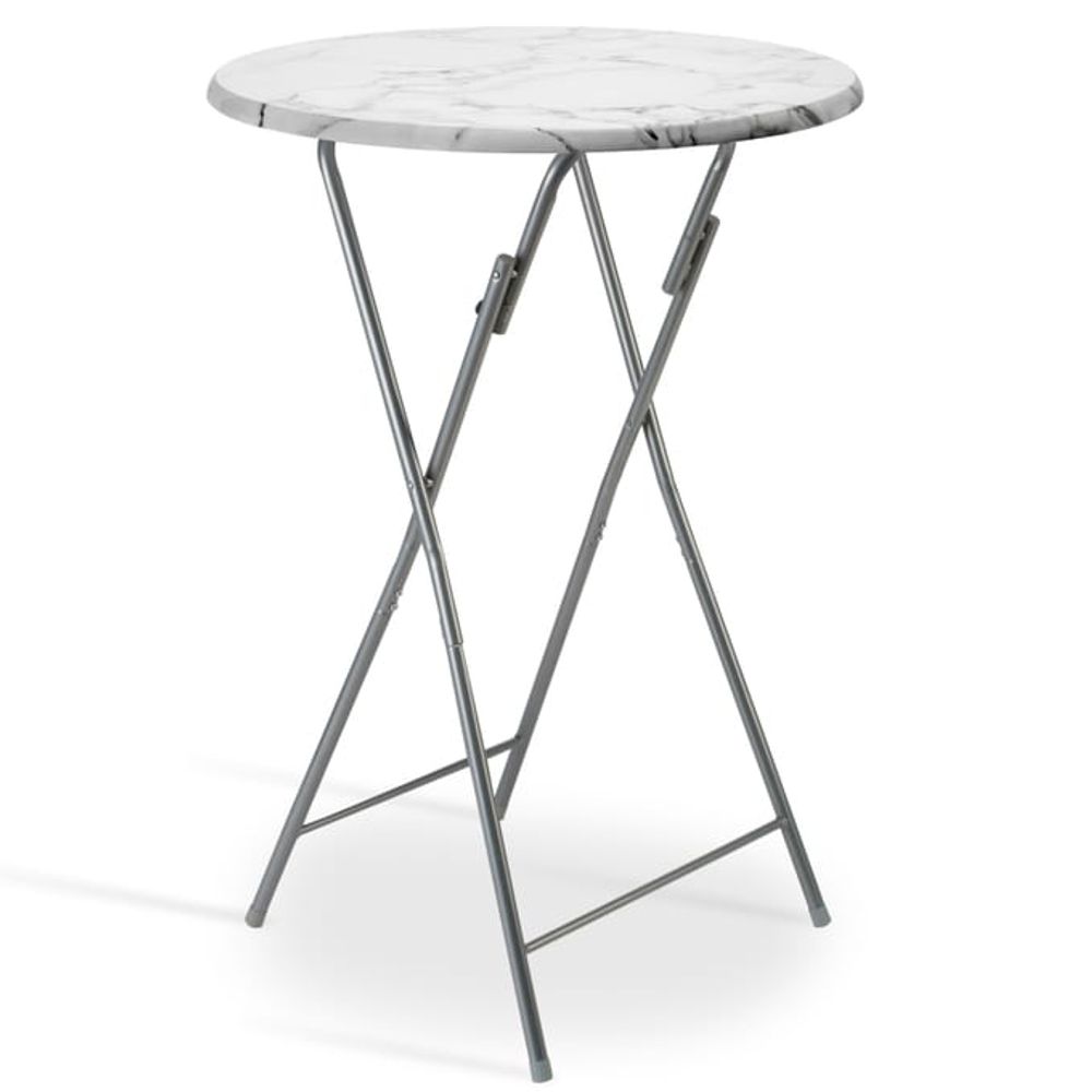 Barbord hvit marmorlook Ø60cm sammenleggbart
