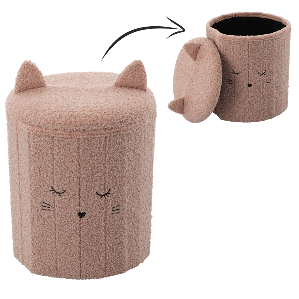 Barnepuff med oppbevaring «Katt» - 28x28x34 cm