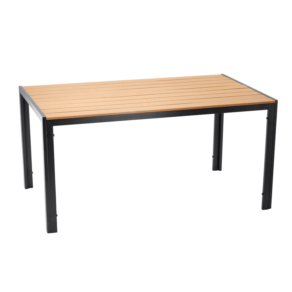 Stålbord til hage med polywood bordplate 150 × 90 × 73 cm svart