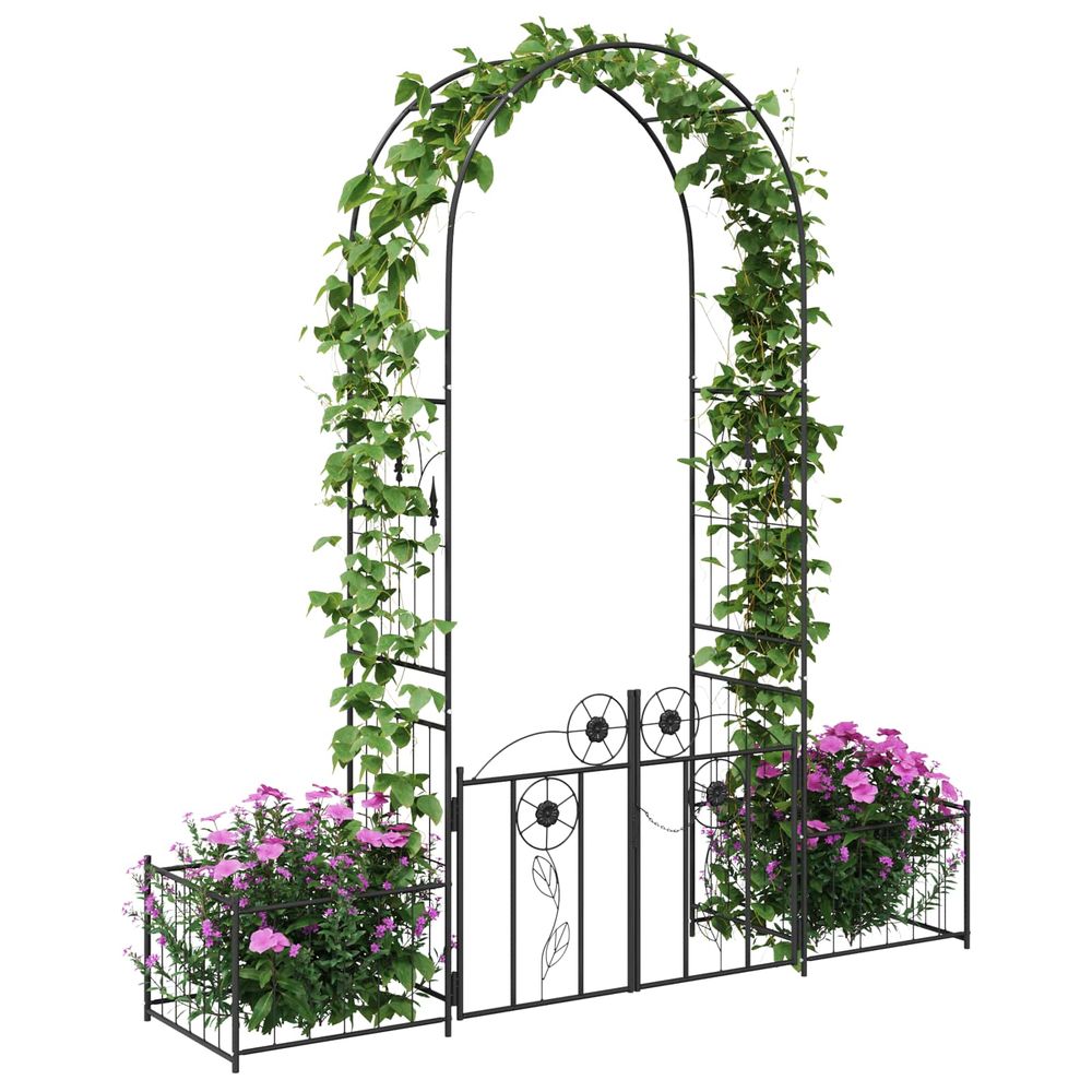 Rosebue med låsbar port og sidebed - sort