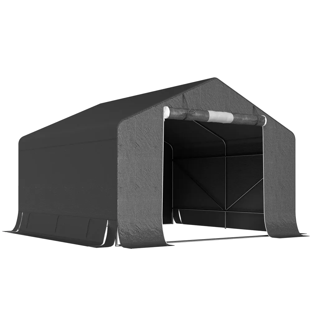 Garasjetelt 3 × 3 m med ventilasjon og vindu – mørkegrå