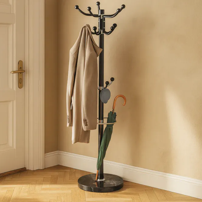 Hovedbilde Stumtjener marmorfot 175 cm - sort