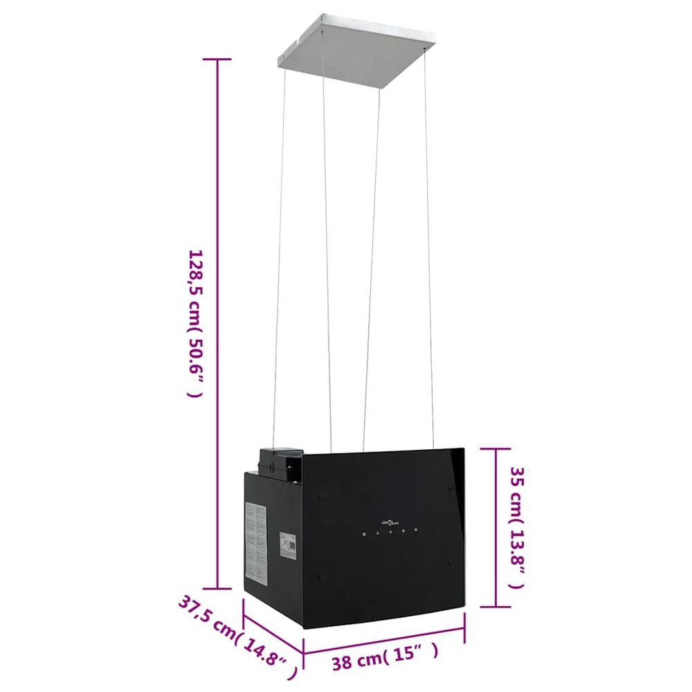 Fritthengende kjøkkenvifte LCD-herdet glass - 38 cm