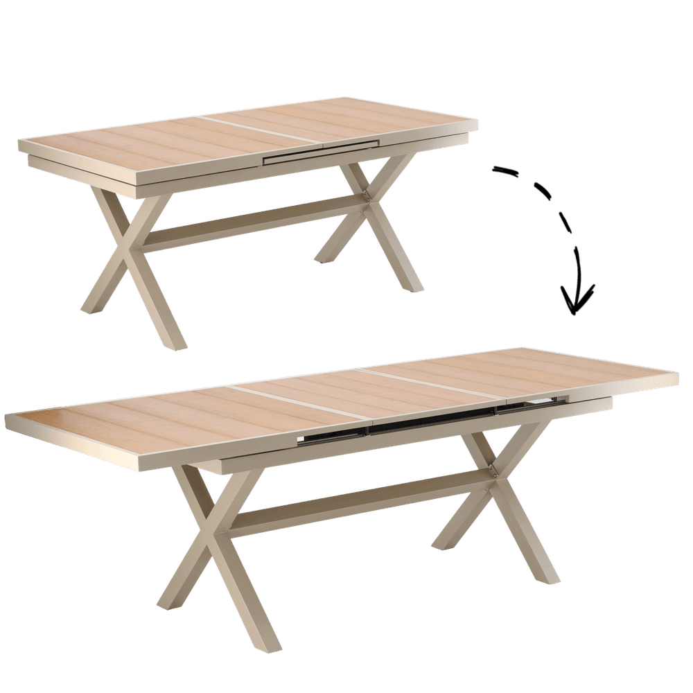 Hagemøbelsett Aluminium - Uttrekkbart Bord og 6 Stoler