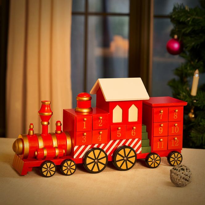 Hovedbilde Adventskalender lokomotiv - rød