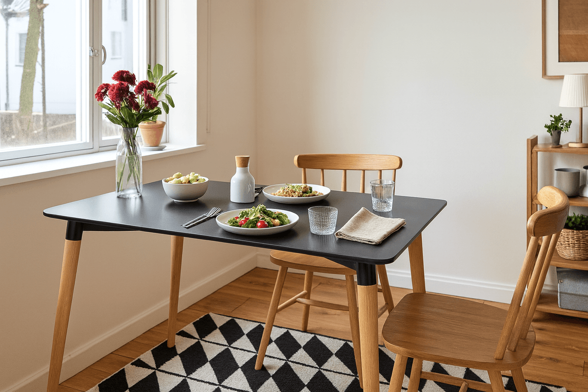 Rektangulært bord med treben - 120x80 cm