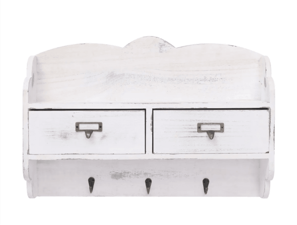 Veggmontert entrehylle 50x10x34 cm i tre - hvit