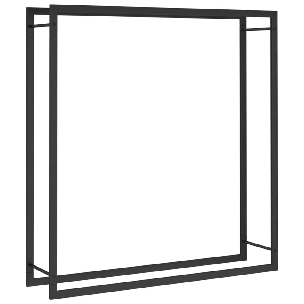 Vedstativ stål matt 110x28x116 cm - sort