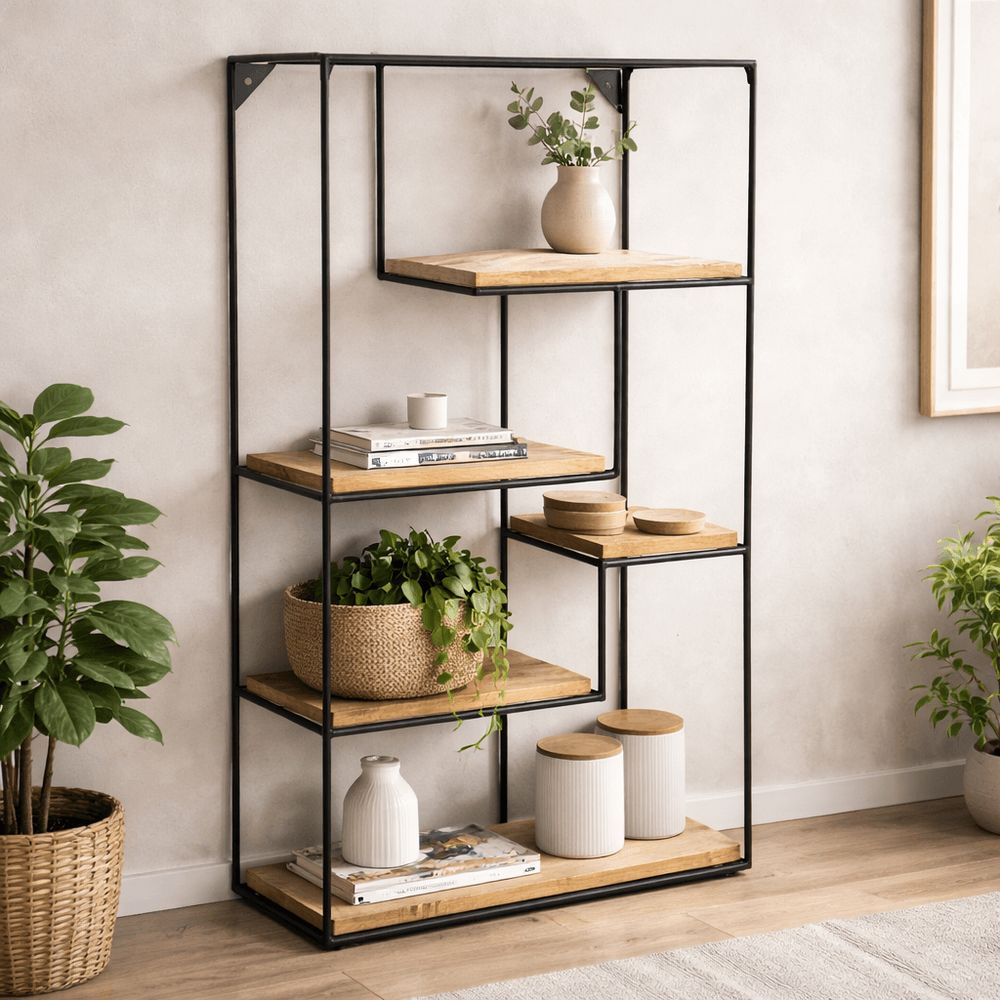 Hylle 5 rom jern/tre 61x39x15cm