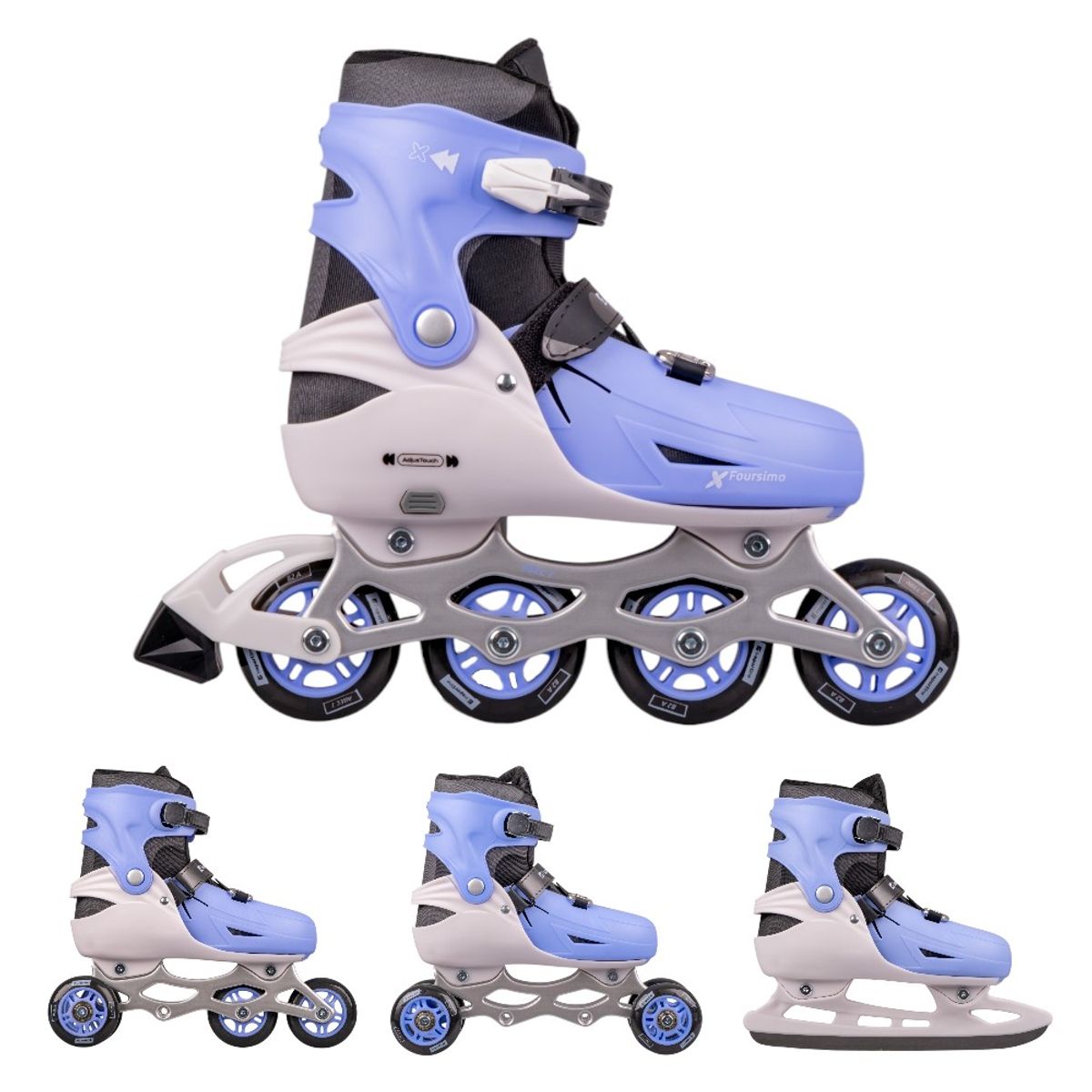 4-i-1 justerbare skøyter Foursimo fra inSPORTline - blå