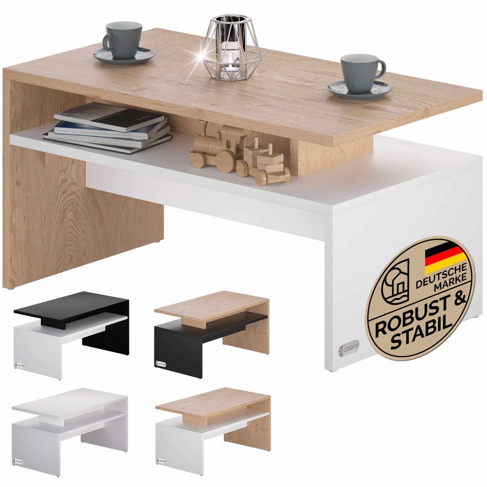 Salongbord Sacramento 92x50x47cm - hvit/eik