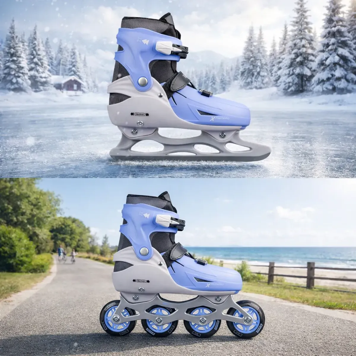 4-i-1 justerbare skøyter Foursimo fra inSPORTline - blå