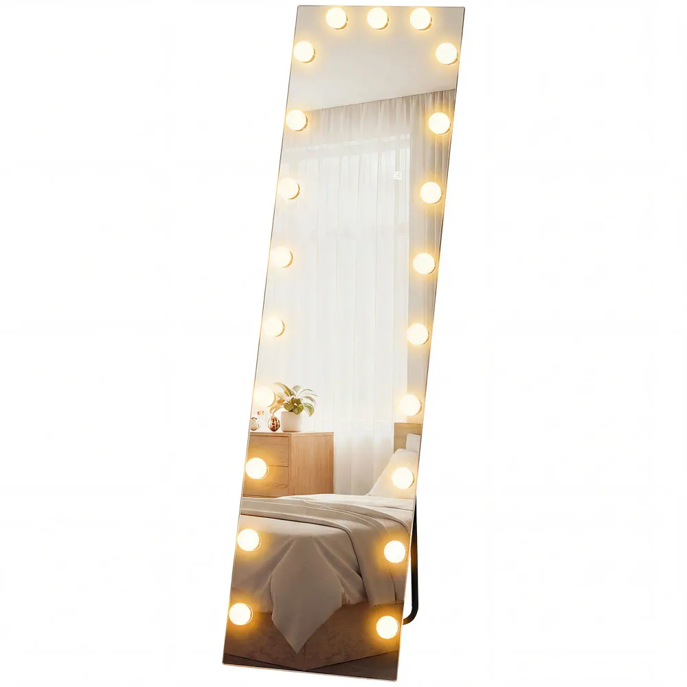 Helfigurspeil med RGB-lys og Hollywood-pærer - 150 cm