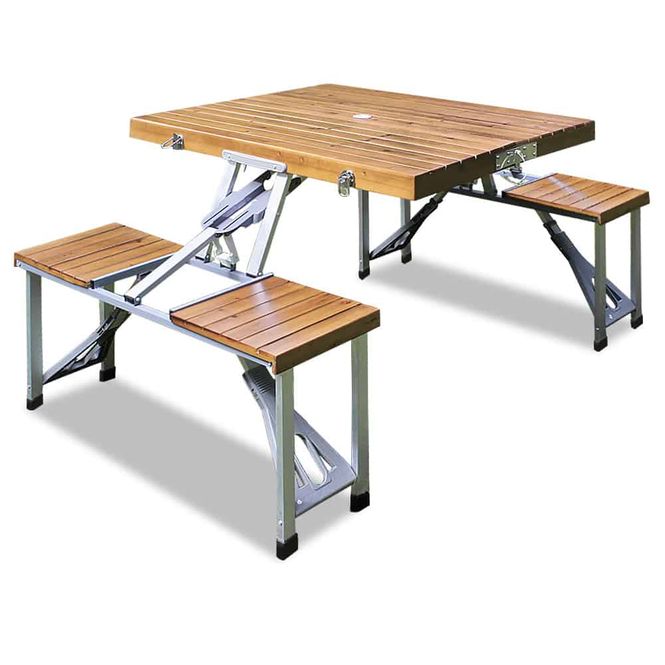 Hovedbilde Campingbord sammenleggbart 4 seter - aluminium/ekte tre