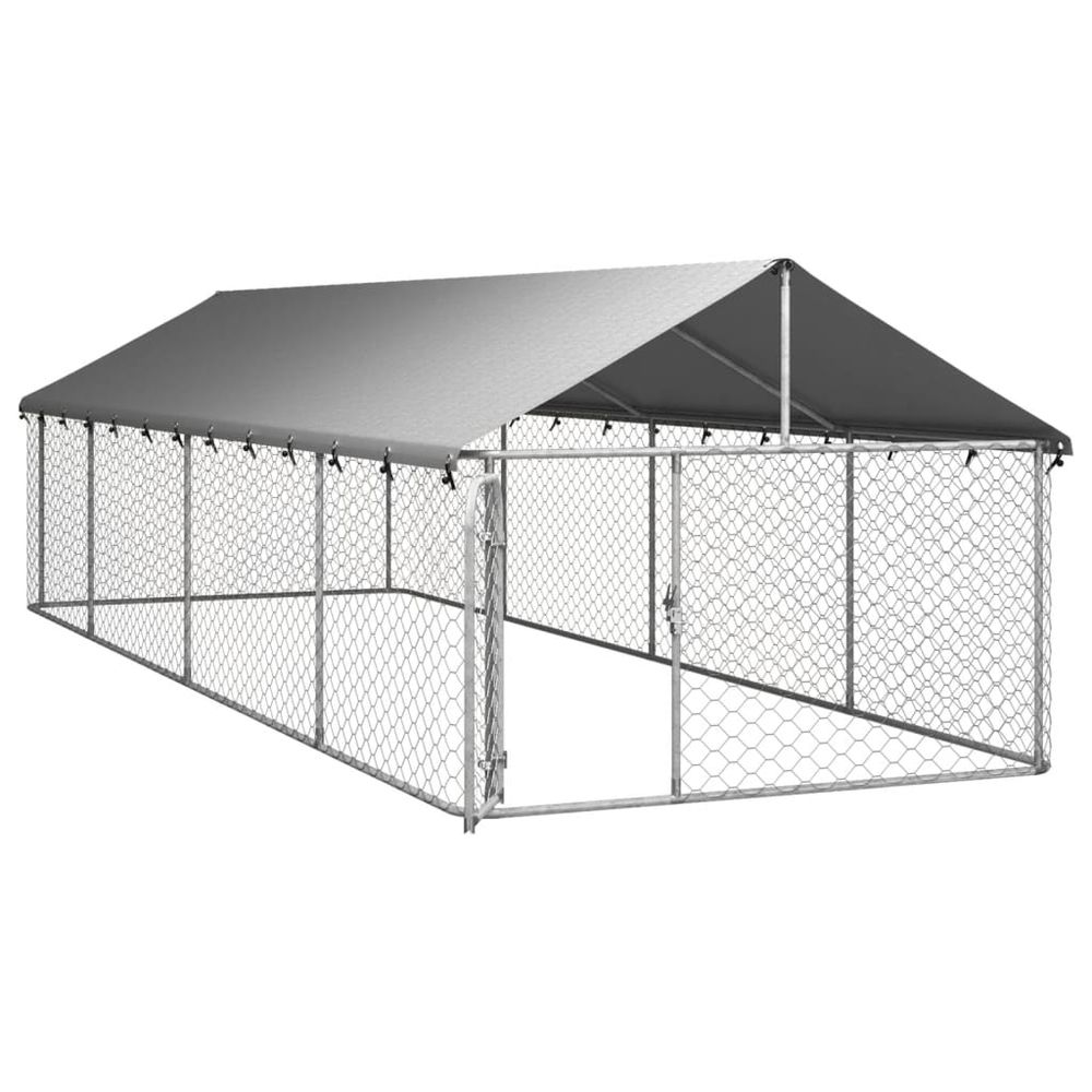 Utendørs hundegård med tak 600x200x150 cm