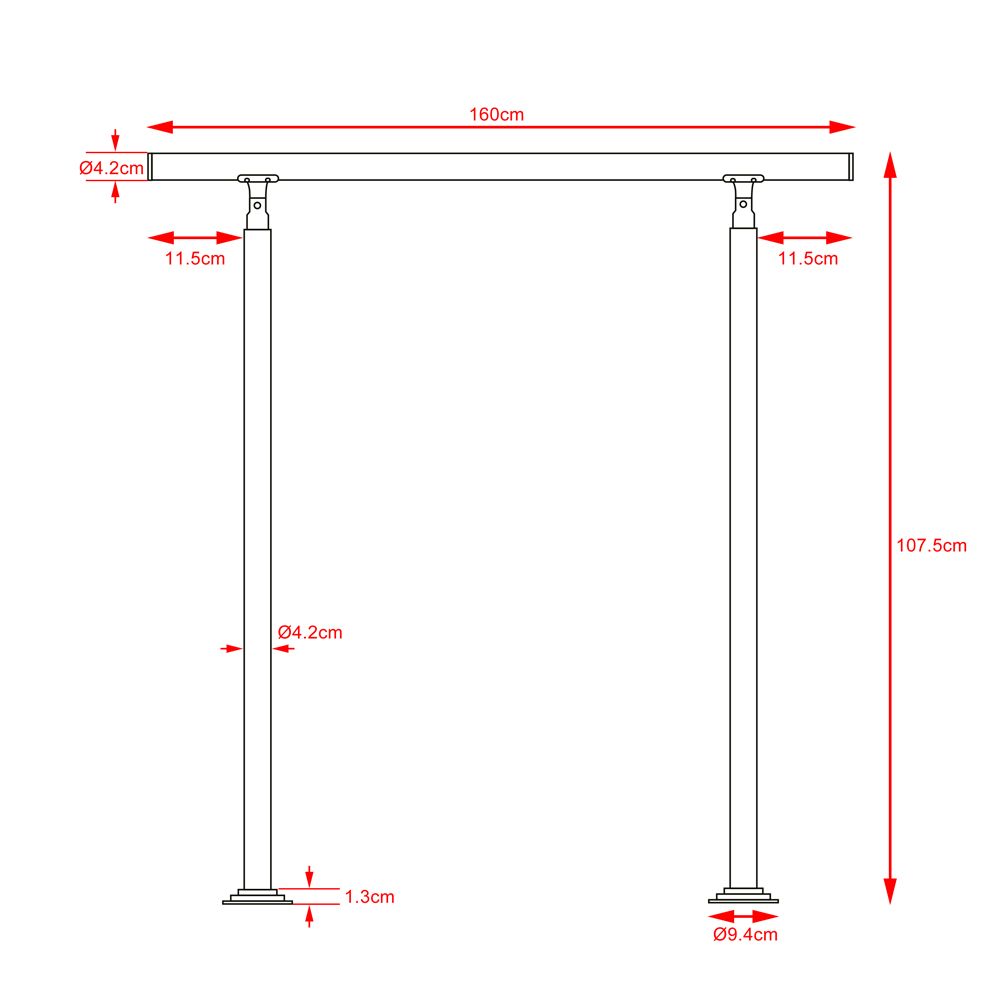 Trapperekkverk i edelstål 160cm