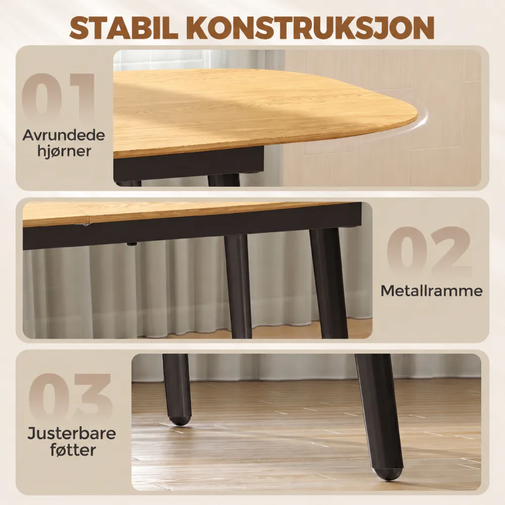 Uttrekkbart spisebord i eikefinish - 160-200 cm