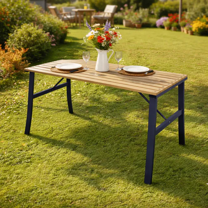 Hovedbilde Hagebord tre og stål 120 × 60 × 71 cm