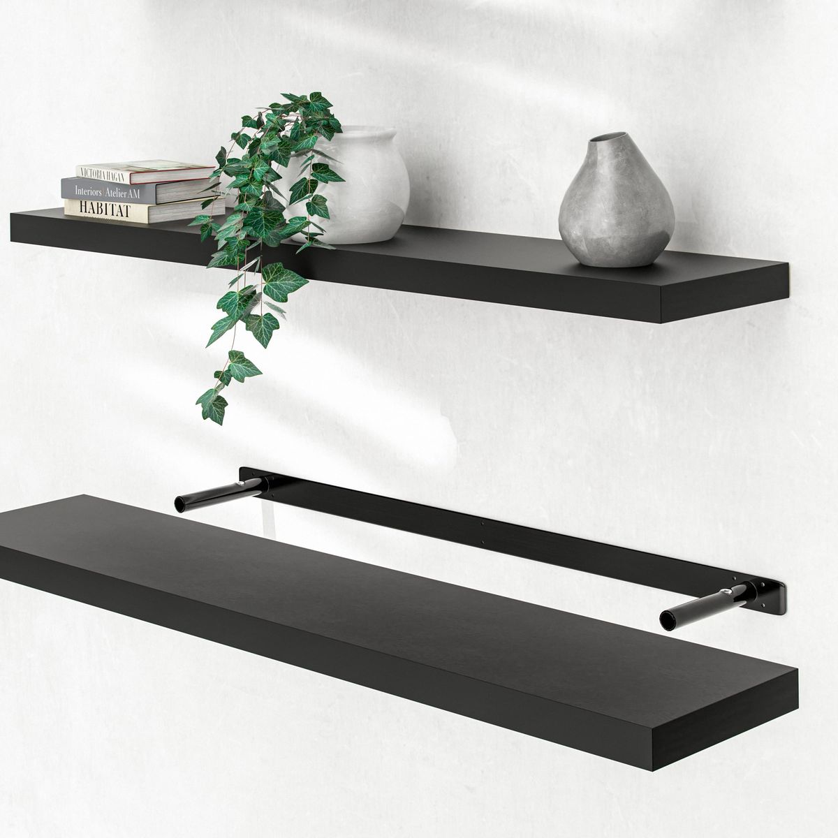 B-Vare - Vegghylle flytende 110 cm - svart