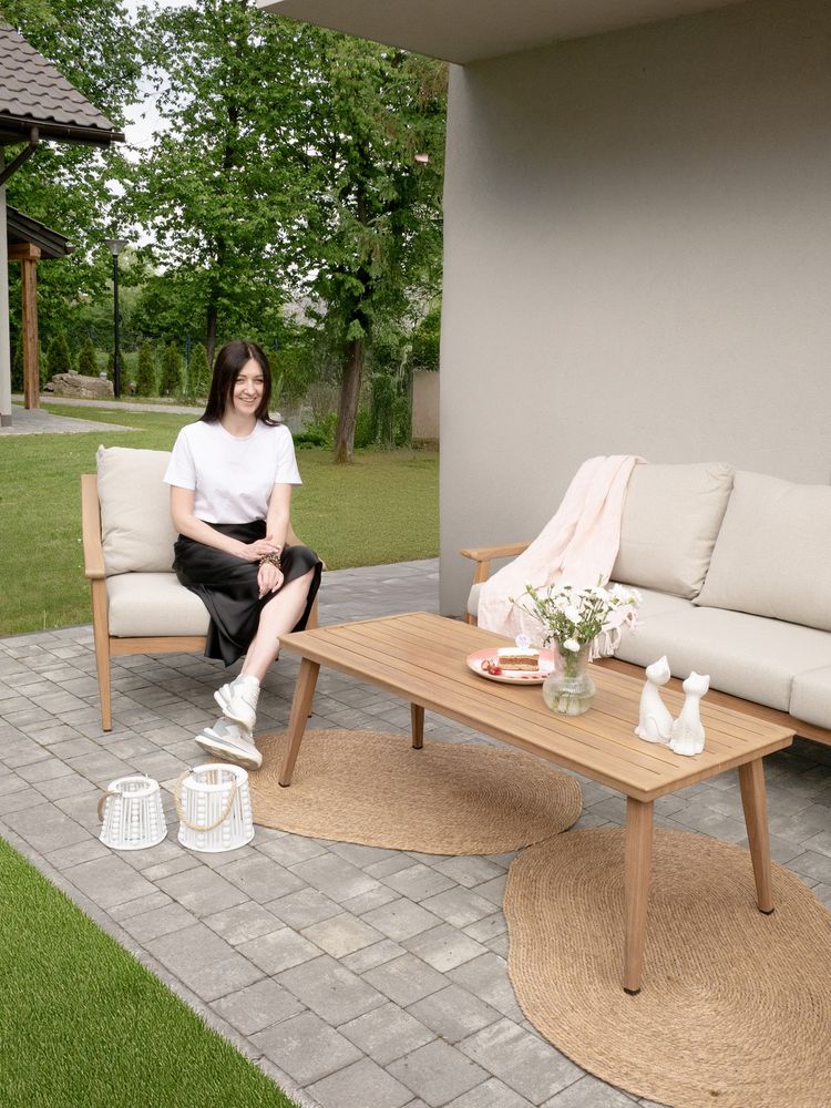 Aluminium hagemøbelsett 4 deler - trelook