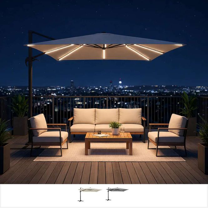 Hovedbilde ROMA LED Hengeparasoll 3x4 m - fargevalg