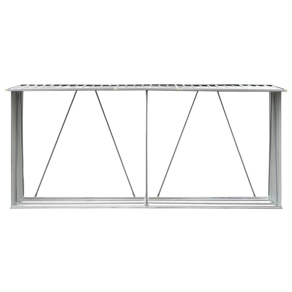 Vedskjul galvanisert stål 330x84x152 cm grønn