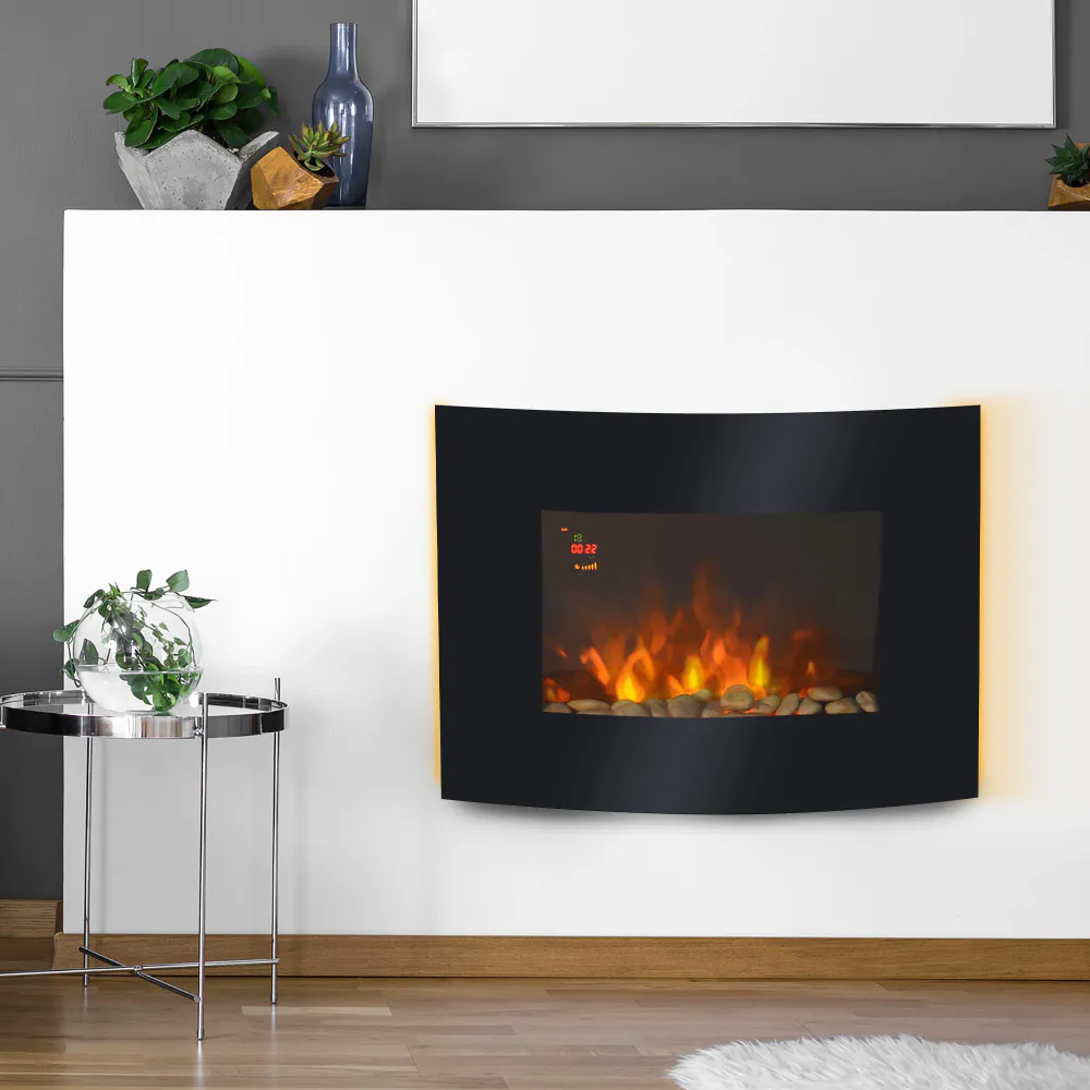 Elektrisk veggpeis med LED-bakgrunnsbelysning – 1800W