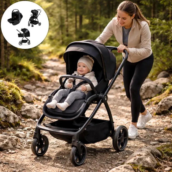 Hovedbilde Asalvo Trio Rodas 3-i-1 robust kombivogn med bilsete - sort