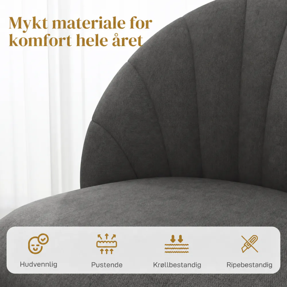 Spisestoler i mørkegrå fløyel - sett med 4