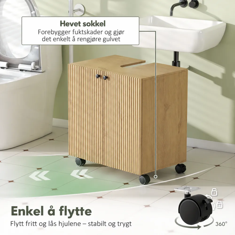 Servantskap med hjul og myklukkende dører - 60 cm