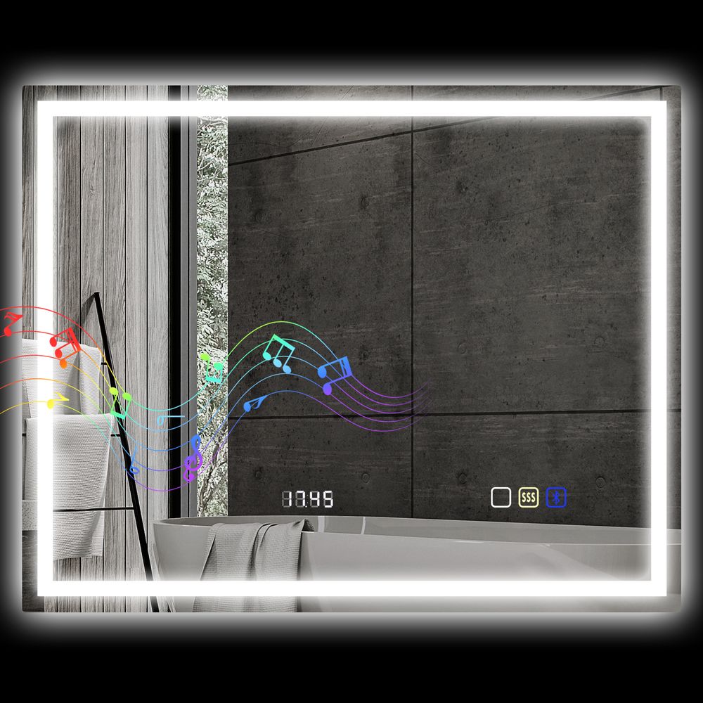 Baderomsspeil med LED og Bluetooth - 100 × 80 cm