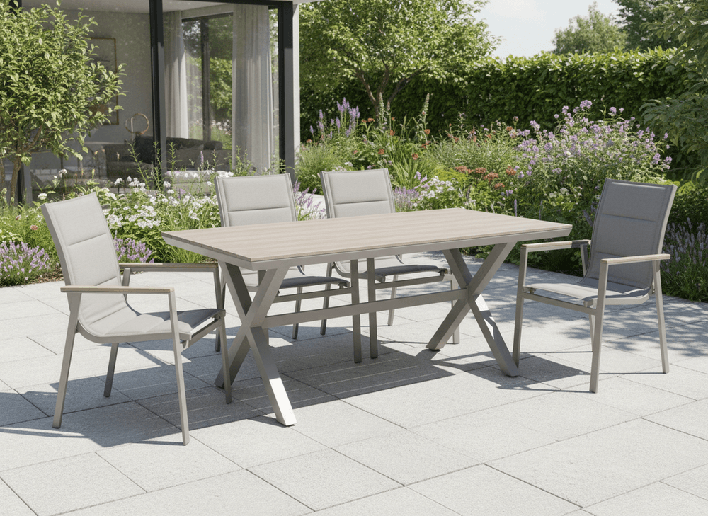 Aluminium hagebord Polywood-bordplate 180×100×75 cm - beige