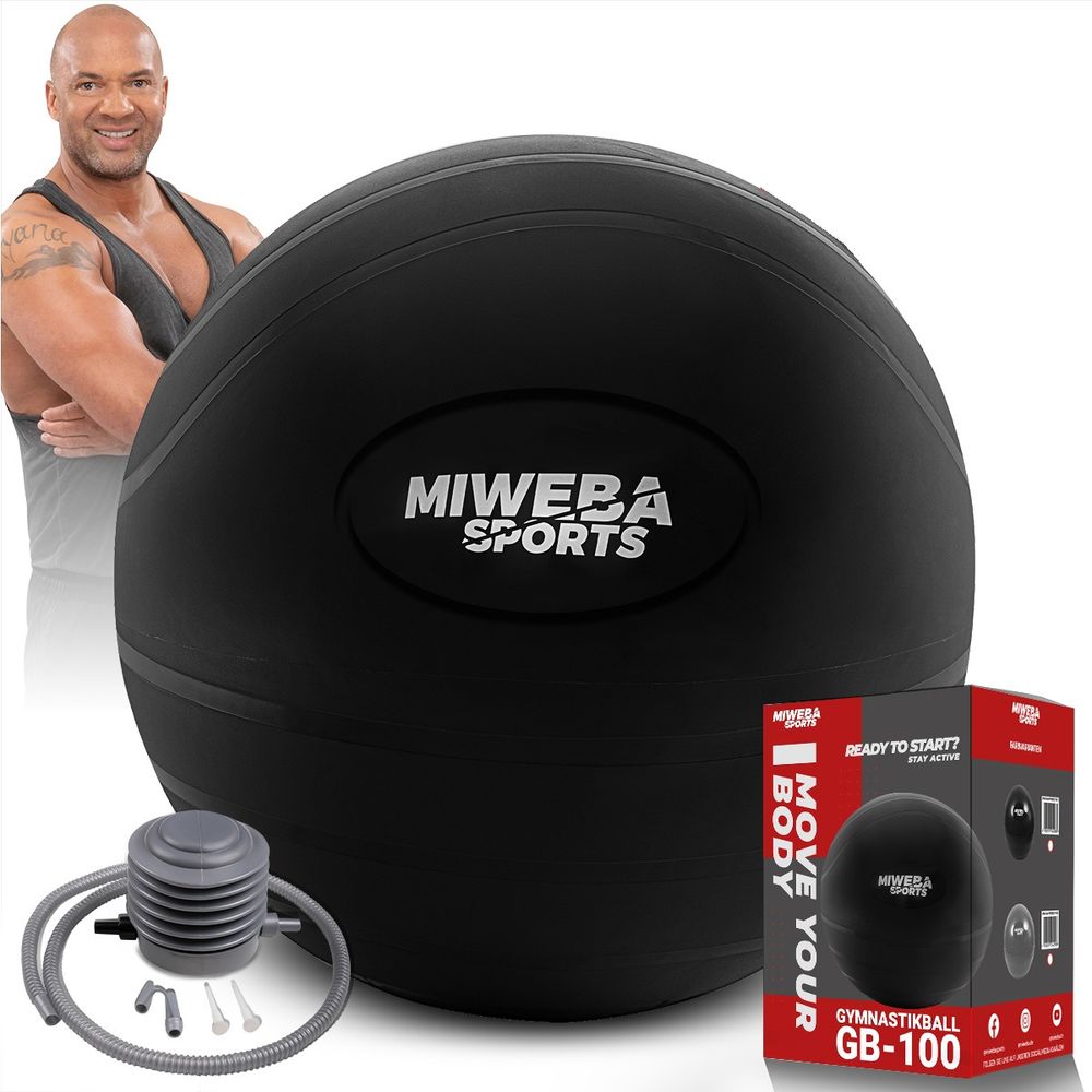 Miweba Sports treningsball 65cm anti-burst - sort/grå