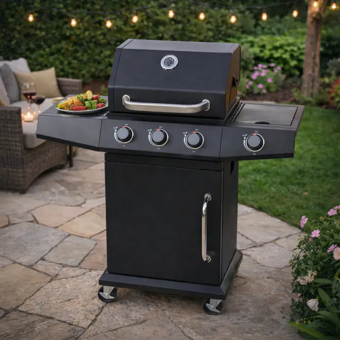 Hovedbilde 3-brenners gassgrill med sidebrenner