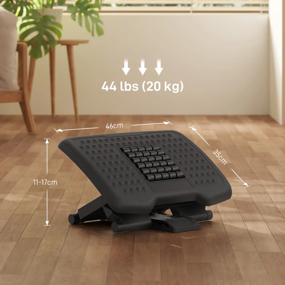 Ergonomisk fotstøtte med massasjeruller - justerbar