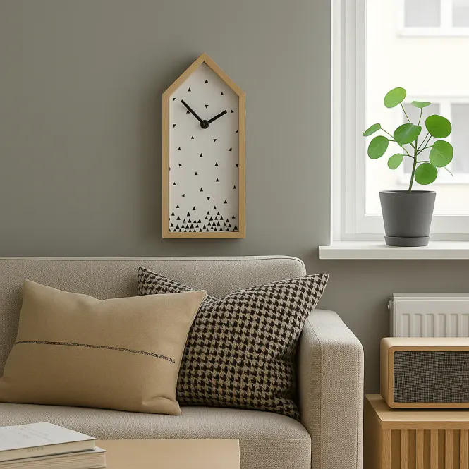 Hovedbilde Klokke i hus hvit/sort H:30 cm