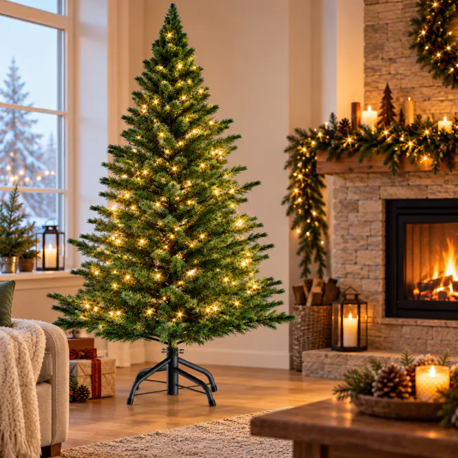 Hovedbilde Juletre edelgran med eventyrlys - 140cm