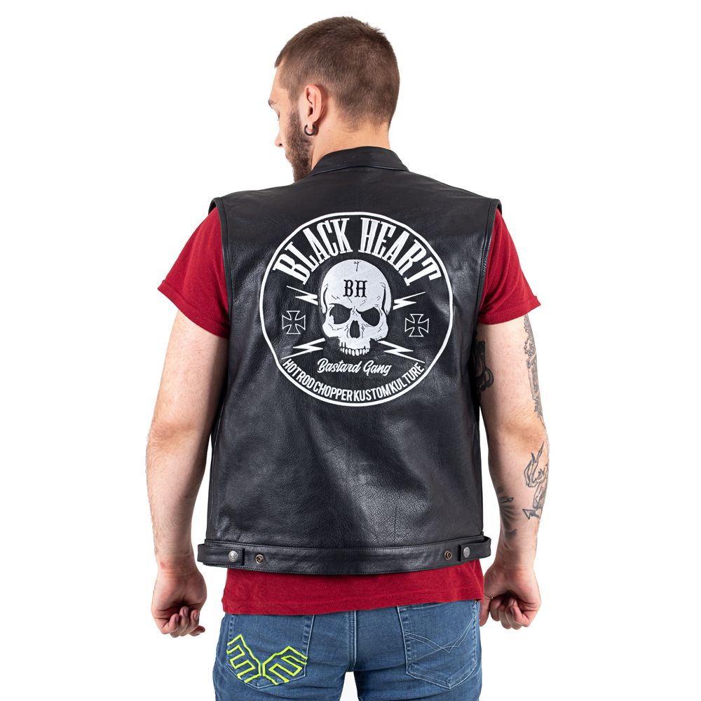 W-TEC Rumbler MC-vest i skinn - herre