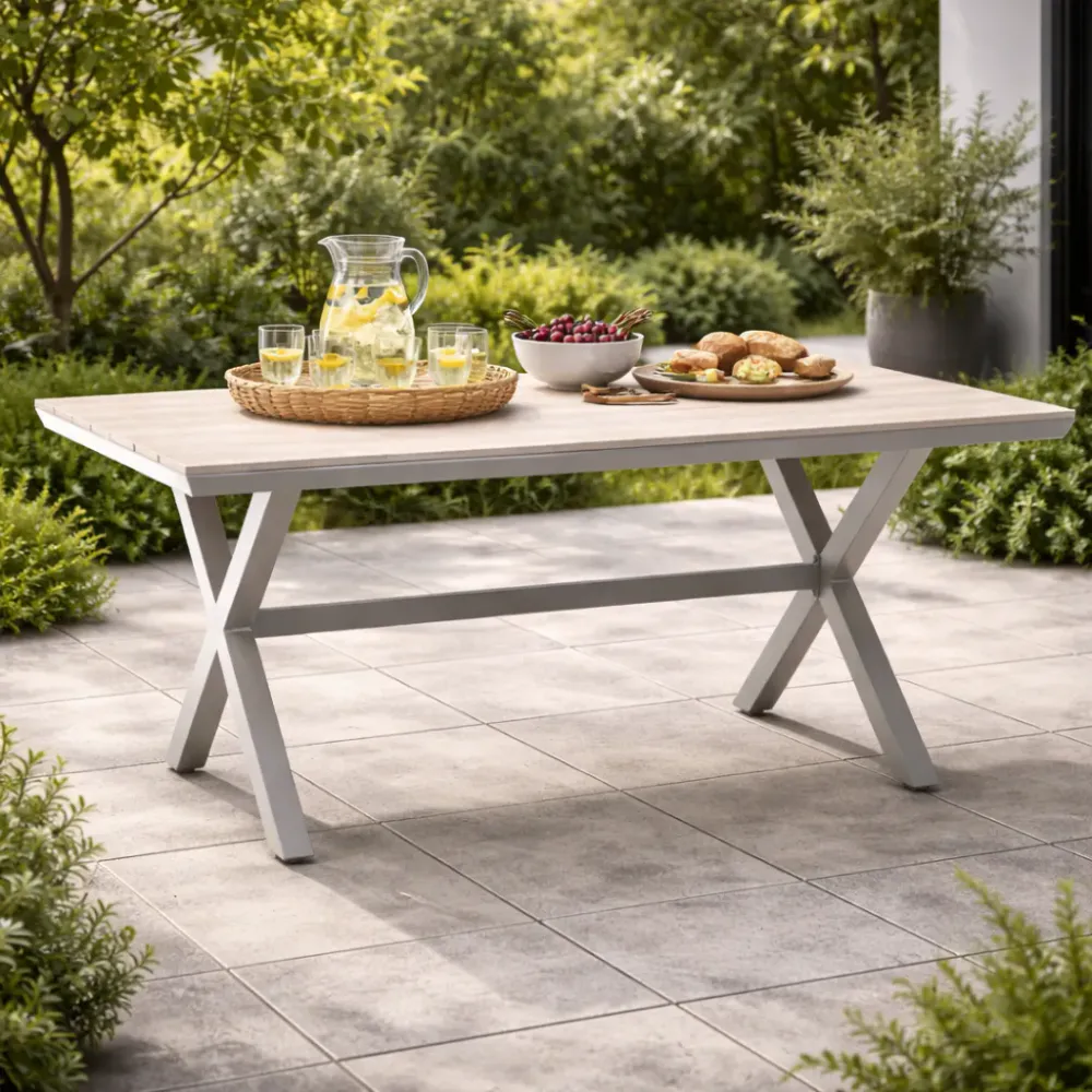 Aluminium hagebord Polywood-bordplate 180×100×75 cm - beige