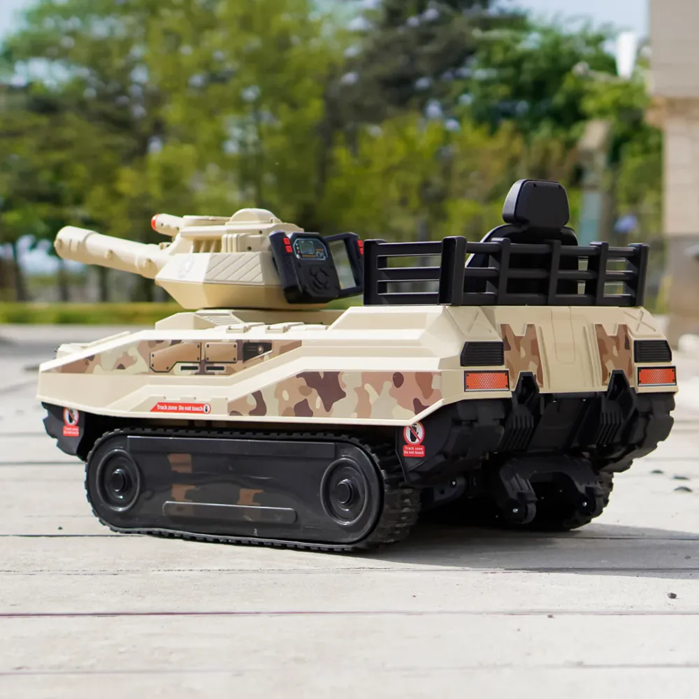 Elektrisk tank for barn 12 V med fjernkontroll og kanontårn