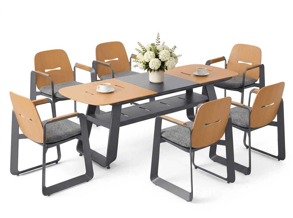 Hagemøbelsett THOMPSON - uttrekkbart bord aluminium